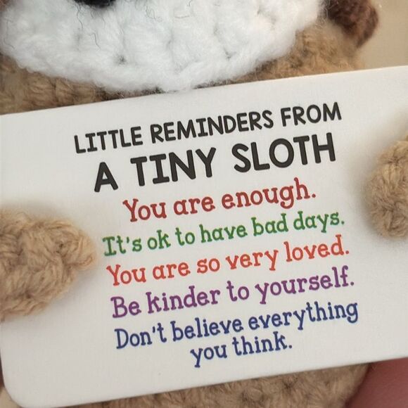 New! Tiny Sloth Motivational Quotes You Are Enough & More - Picture 2 of 8